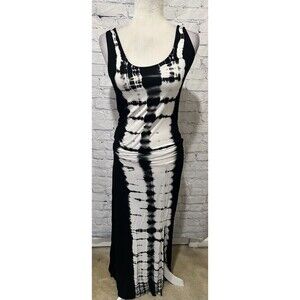 Venus tie-dye black-and-white maxi tank style dress sleeveless size XS